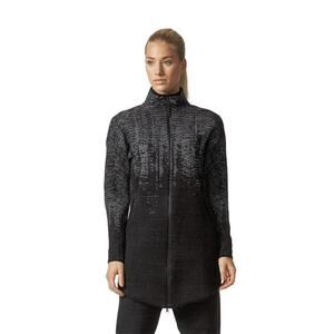 Adidas Z.N.E. Pulse Knit Cover-Up Long Full Zip Jacket Coat Black White Large